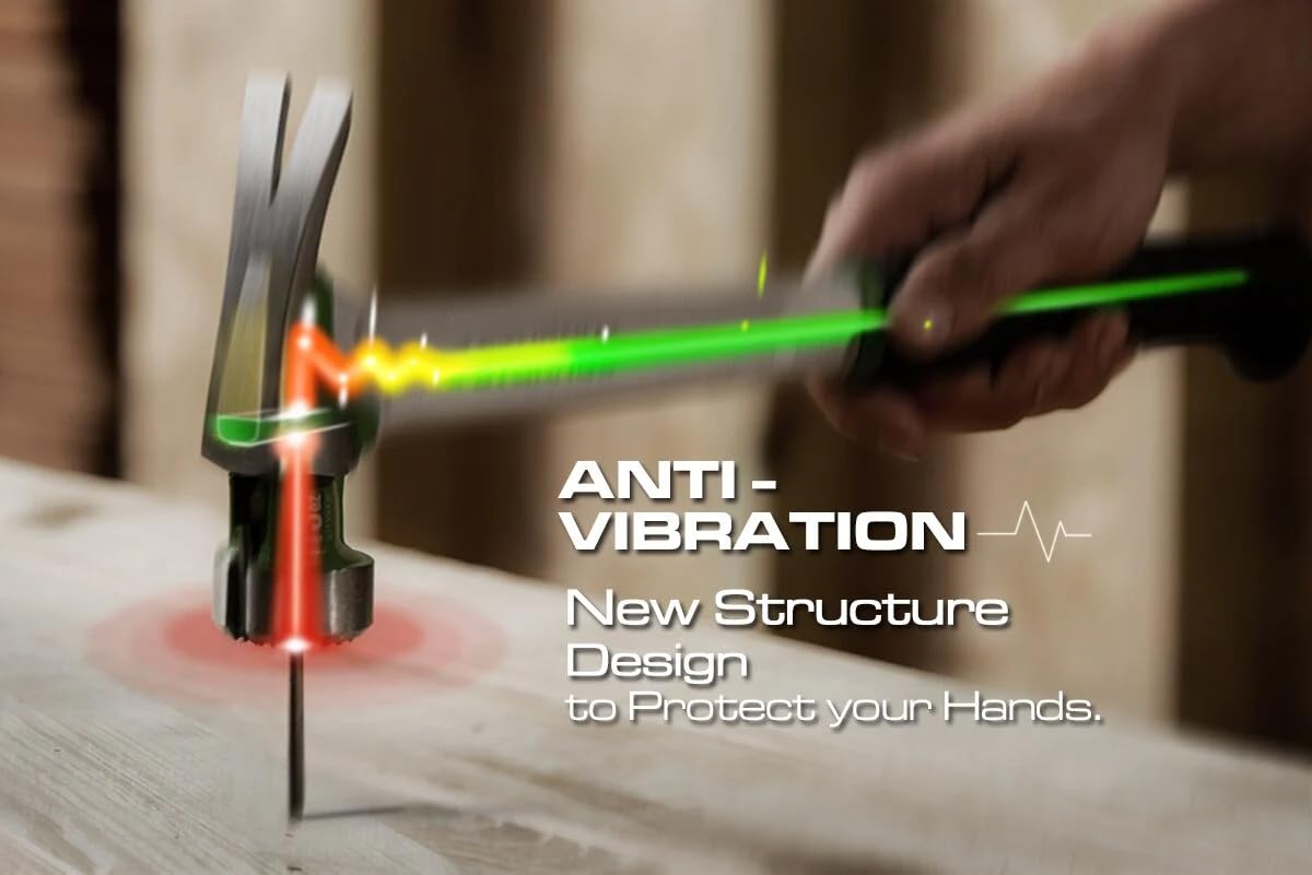 Sturnus - Martello da carpentiere Velocity Rip da 368,5 g, in alluminio leggero ed ergonomico, di grado professionale con impugnatura antivibrazione (faccia zigrinata, manico lungo)