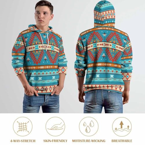 Sweat à capuche imprimé 3D géométrique pull chaud manches longues hiver - 6