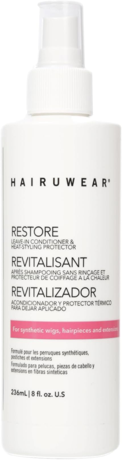 Hairuwear Restore Leave in Conditioner For Synthetic Wigs and Extensions, 8 Fl. Oz