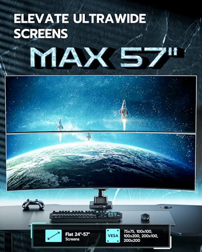 Image of ARES WING Vertical Dual Monitor Mount - 24-57 inch Aluminum Heavy Duty Monitor Arms for 2 Monitors with USB A /C, Fully Adjustable Gas Spring Stacked Monitor Stand with 75 /100 /200 Vesa Mount, Black