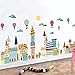 Huaduo Große abnehmbare rosa Prinzessin Schloss Wandaufkleber Ballons Fenster Aufkleber Schlafzimmer Dekor Wand Poster Baby Nurser Mädchen Schlafzimmer Kunst