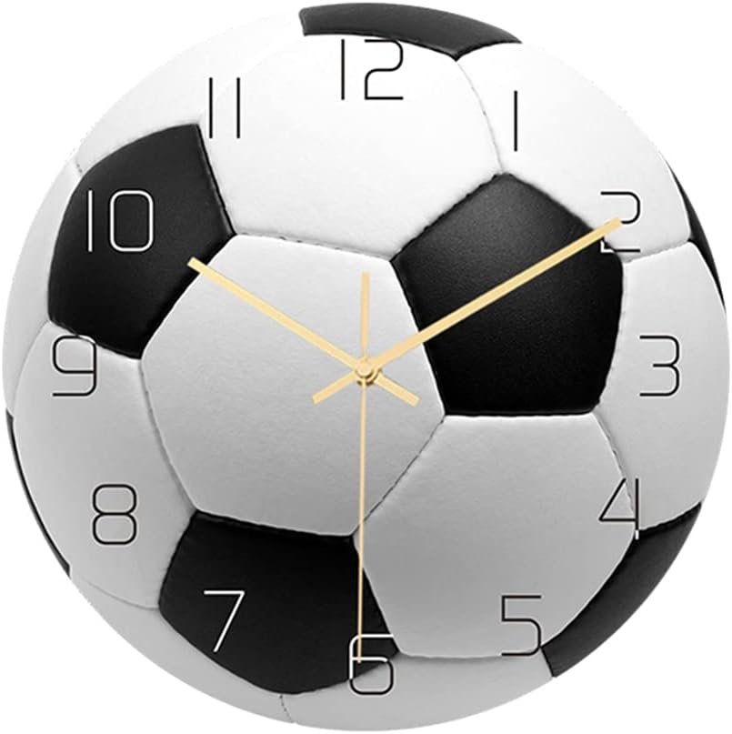 Wall Soccer Clock Football Wall Clock Sport Soccer Ball Print Round