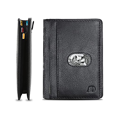 Access Denied REAL LEATHER Slim Wallets For Men - Minimalist Card Holder Bifold Mens Wallet Front Pocket RFID Blocking Thin Travel Gifts For Men