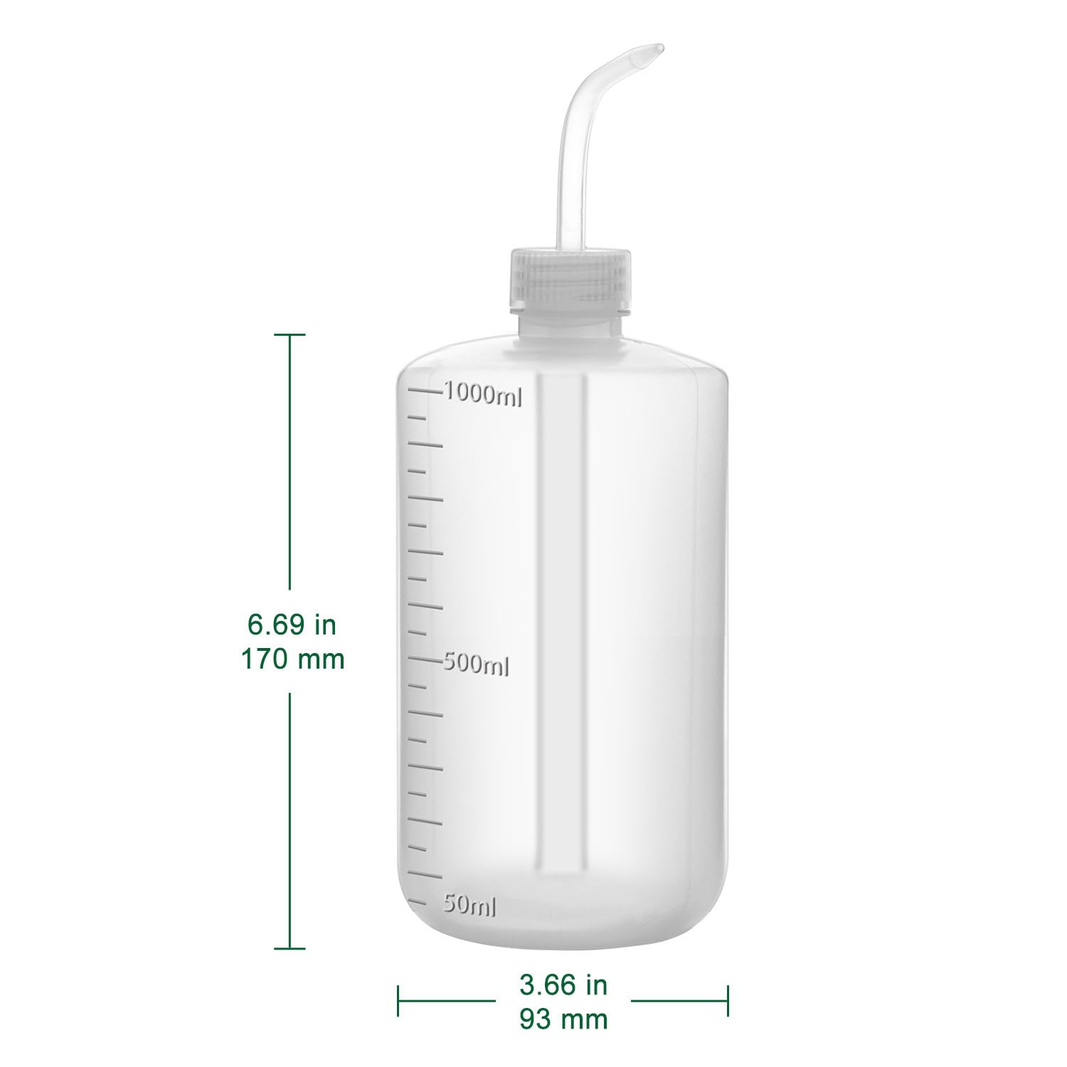 FunChem Confezione da 2 flaconi di lavaggio chimico, 1000 ml, in plastica LDPE con graduazioni chiare, apertura stretta per lavare in laboratorio