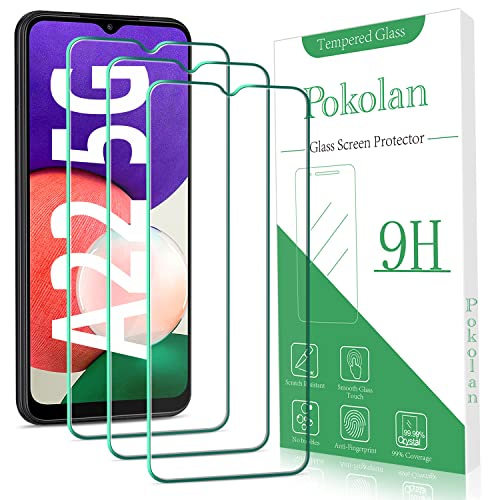 Pokolan 3 Pack Screen Protector for Samsung Galaxy A22 5G Tempered Glass 9H Hardness Case Friendly Bubble Free Anti Scratch Easy to Install