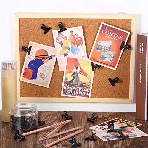 30 Pieces Push Pins Clips, Bulldog Clips With Thumb Tacks For School Artworks Projects On Cork Board, Photos Documents On Bulletin Board, No Holes For The Paper On Cubicle Walls (Black) #TOP2