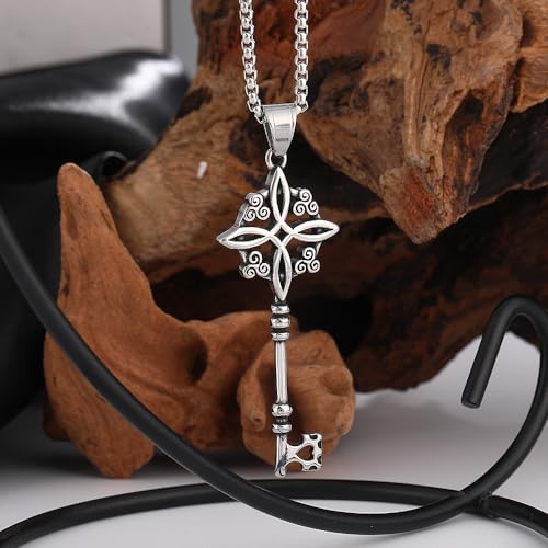 NIGHTCRUZ Witch Knot Key Necklace, Witchy Magic Knot Pendant, Celtic Jewelry for Women2