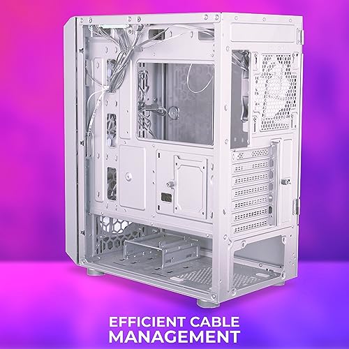 Image of ZEBRONICS Hornet Mid-Tower Premium Gaming Cabinet -, ATX, 4 ARGB Fan, LED Control Switch, Window Tempered Glass Panel, USB 3.0, Top AIO Cooler Support, Magnetic Dust Filter (White)
