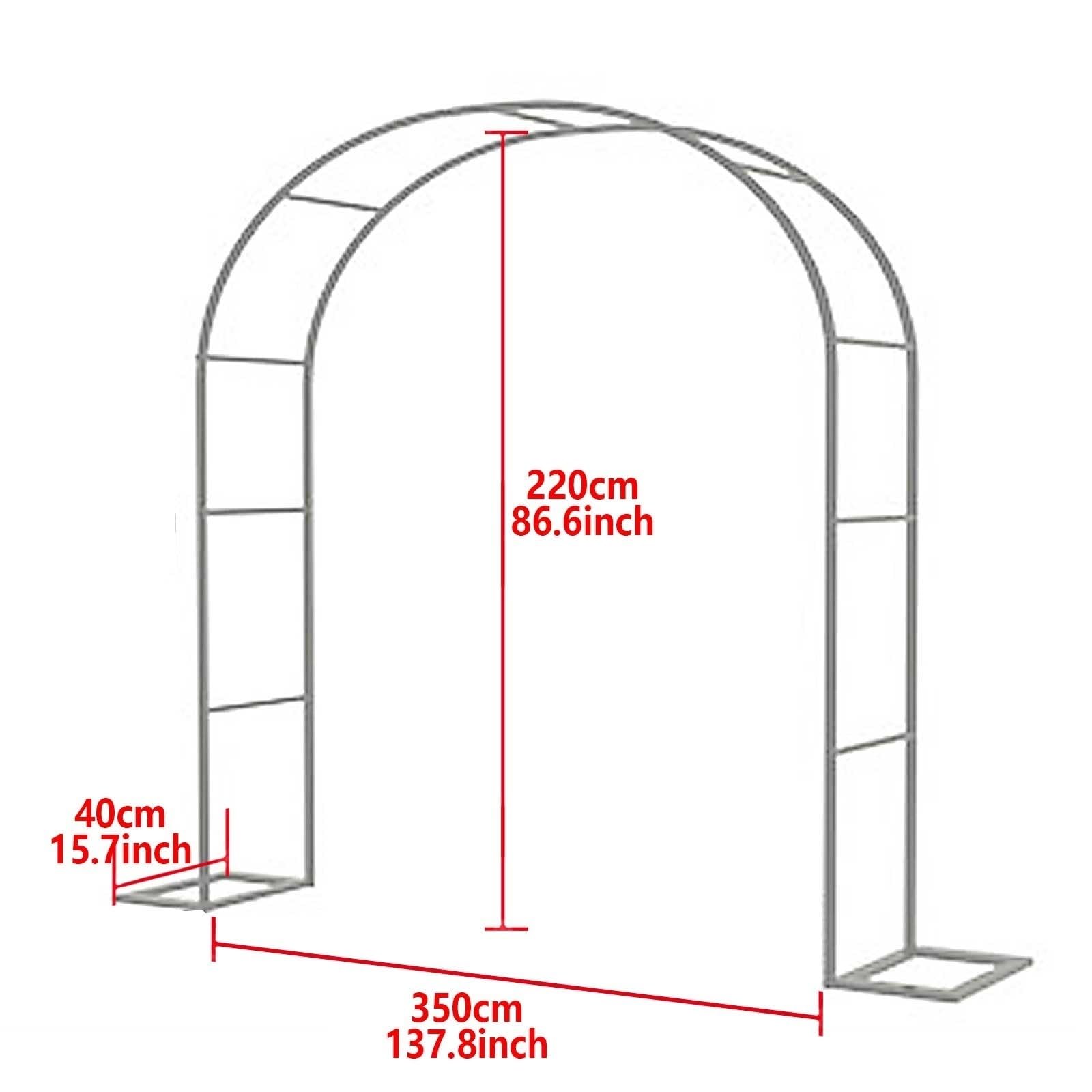 Solidny biały metalowy łuk ogrodowy do róż i roślin pnących, kratka podtrzymująca do dekoracji ogrodu, 350 x 220 cm, altanka różana, idealne akcesorium na zewnątrz