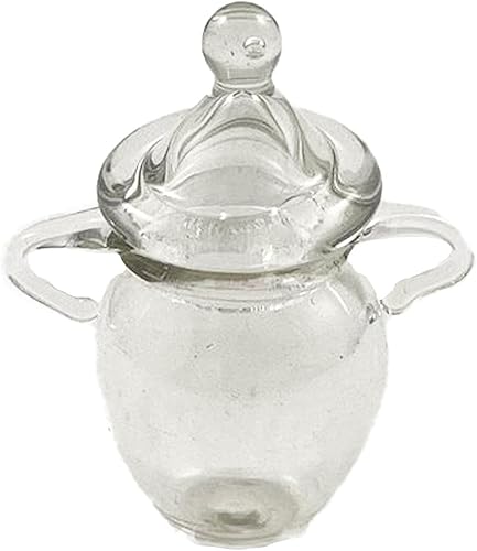 Tarro de cristal para casa de muñecas con tapa, accesorio de cocina en miniatura para tienda de alimentos a escala 112