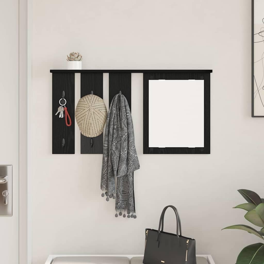 Perchero de pared con estante, color negro, efecto roble, 85 x 45 cm, diseño moderno, soporta hasta 20 kg, para pasillo, dormitorio, cocina