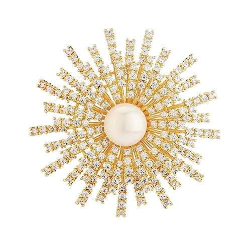 Image of Fashion Flower Brooches for Women Rhinestone Flower Brooches Pins 18k Gold Plated Lapel Pins Jewelry for Girlfriend Wife