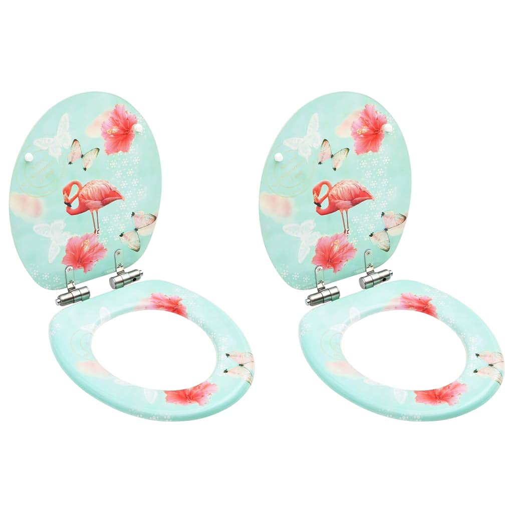 Abattant WC à fermeture douce en MDF résistant, lot de 2 pièces