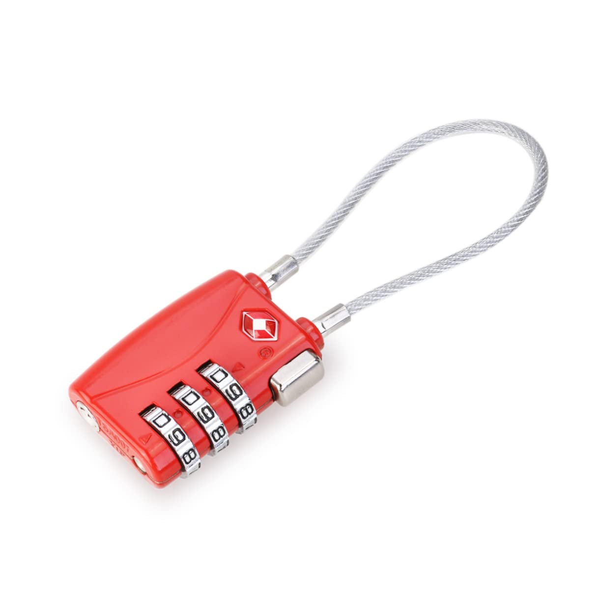 3piezas Candado De Combinación Tsa Aprobado Para Equipaje Cerradura De Cable De Dígitos Color Rojo Para Maletas y Mochilas Reseteable y Duradero