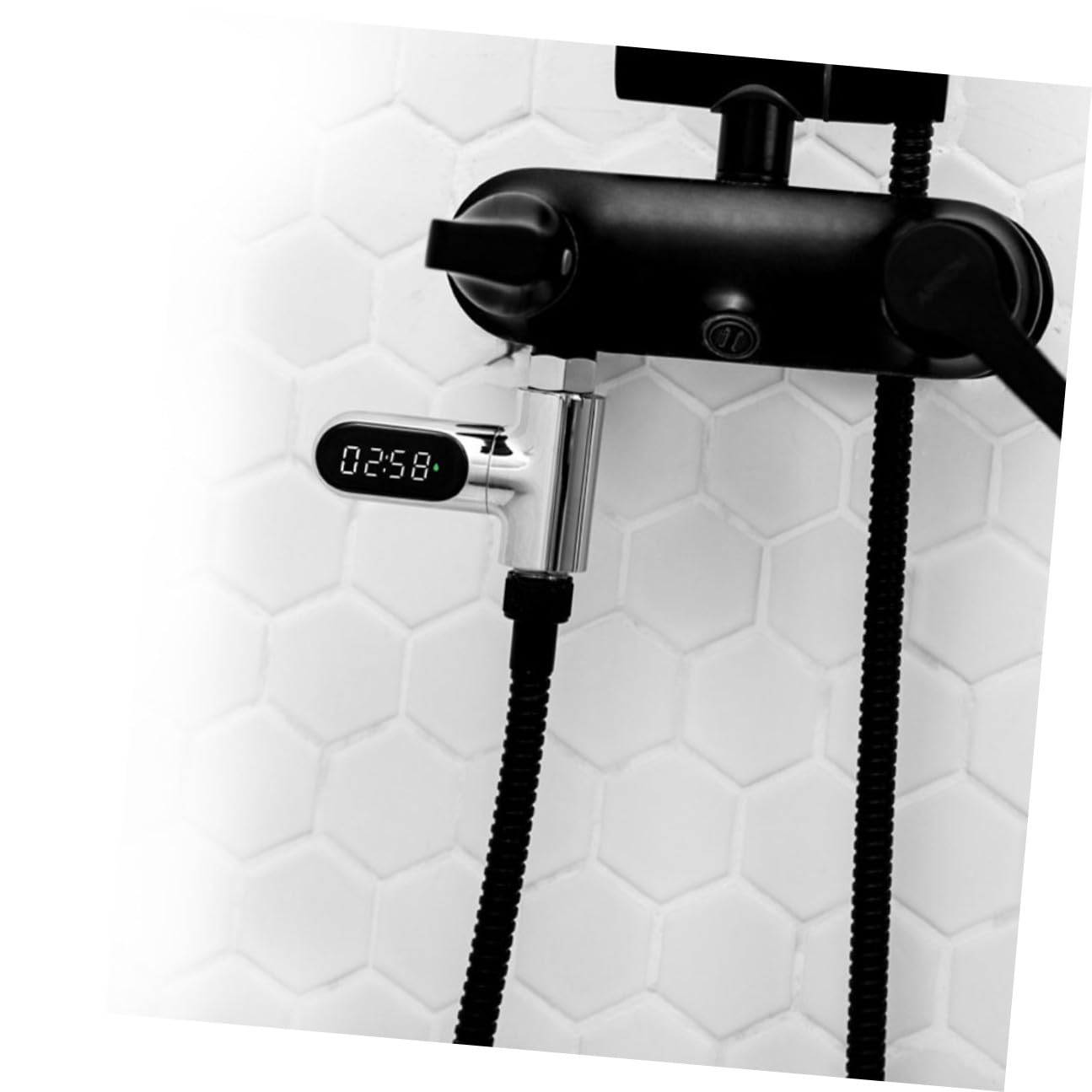 IMIKEYA Termómetro de Ducha Conexión 1/2 Pulgada Pantalla LED para Ñiño Material ABS y PC Precisión ±0.5°C Medidor de Temperatura del Agua 5-85°c, sin Baterías