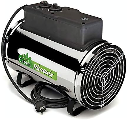 Bio Green PHX 2.8/US Phoenix Greenhouse Heater – 220-240V - 9553 BTU Stainless Steel – Electric Heating and Cooling System for Greenhouse, Shed, Garage – Corded Garage Heater with Frost Detection