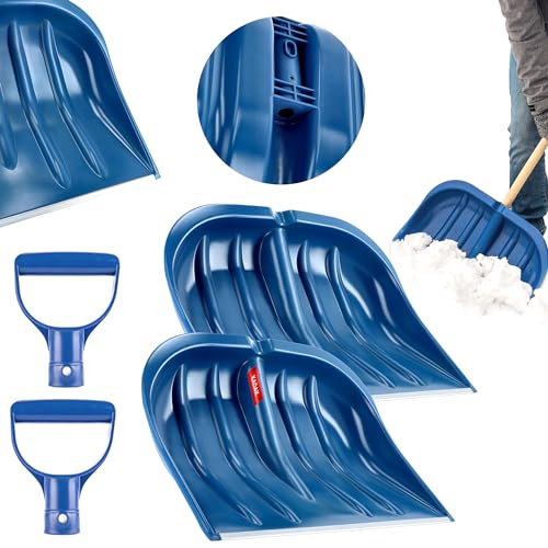 KADAX Pelle à Neige, Largeur 49 cm, Pelle à Neige sans Manche, raclette à Neige, Chasse-Neige, Pelle à Neige en Plastique, Pelle à Neige (2, Bleu avec Bord en Aluminium)