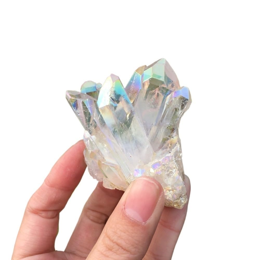 Decorative Ornaments White Flame Halo Quartz Crystal Cluster Home Decoration Ornament