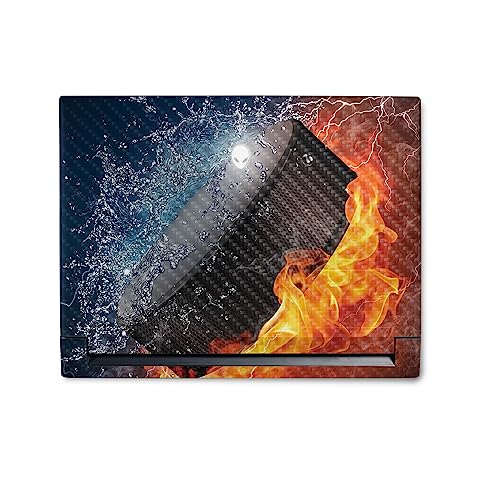 Image of MightySkins Carbon Fiber Skin Compatible with Alienware M18 R1 (2023) Full Wrap Kit - Hockey Fire | Protective, Durable Textured Carbon Fiber Finish | Easy to Apply & Change Styles | Made in The USA