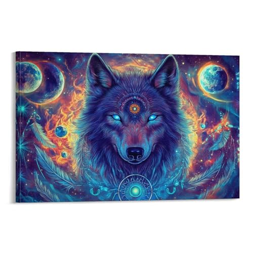 Toile murale loup 50x75 cm décoration salon et chambre