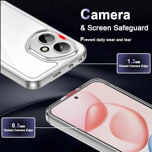 Image of Case for Honor 400 5G, Military Grade Drop Protection Phone Case, Yellowing Resistant, Anti-Scratch Hard PC Back, Shockproof Hard Ultra-Thin Protective Cover, Clear