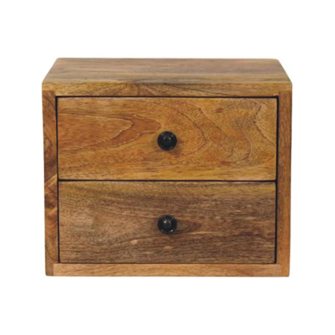 Wooden Bedside Table Wall Mount with 2 Drawer Solid Mango Wood End Table with 2 Drawers Side Table for Living Room Office-image-11