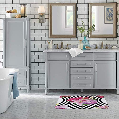 Tapis de bain antidérapant motif fleur pour une sortie de douche douce - 4