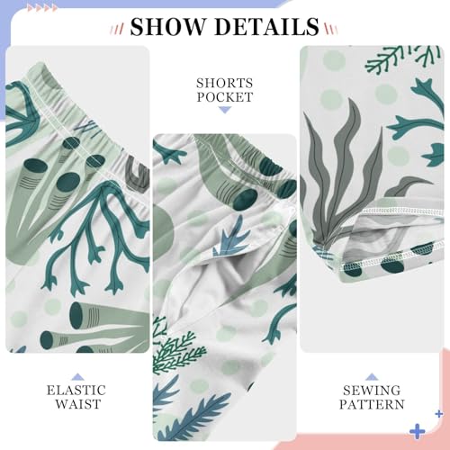 Boys' Pants Coral Underwater Seaweeds Green Long Bottoms Jogger Pants Elastic Waist Trousers with Pockets S-XL4
