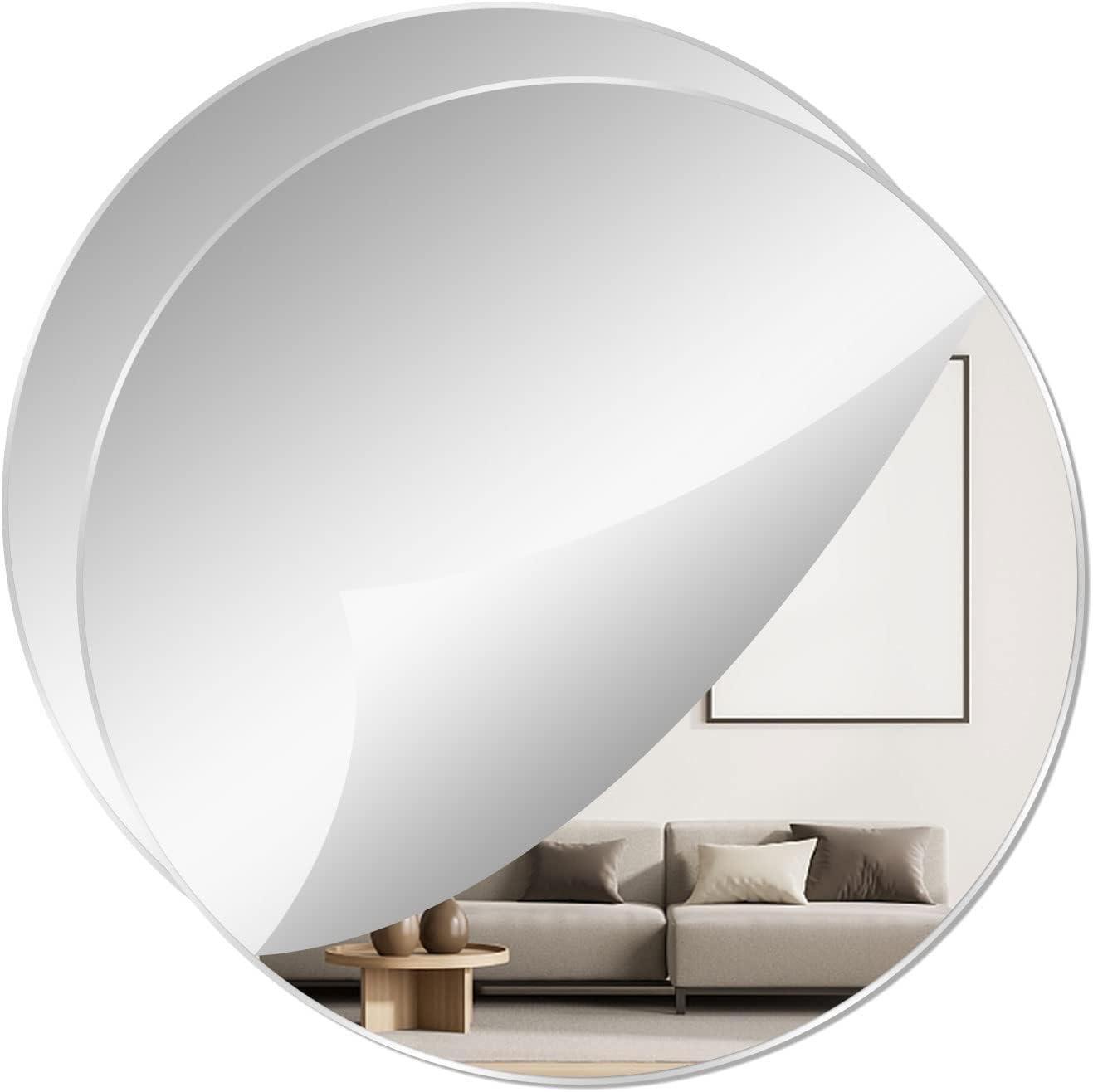 2 PCS Round Acrylic Mirror Wall Stickers 10.30 Inch (26.16 cm) Self Adhesive Peel & Stick Lightweight Shatterproof Mirror Tiles for DIY Craft, Home Decor & Art Projects (2, Large)-image-21