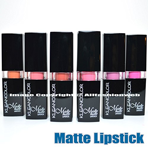 6 KLEANCOLOR MADLY MATTE LIPSTICK SET BOLD VIVID PINK APRICOT LIP STICK + FREE EARRING by Kleancolor