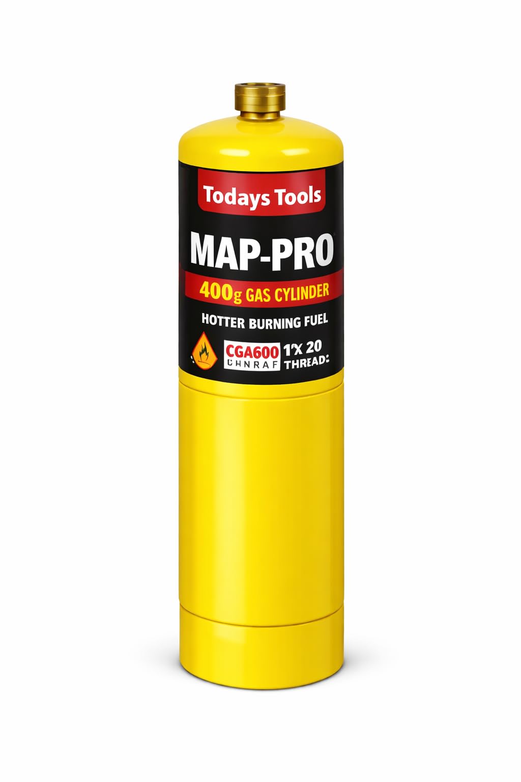 Todays Tools MAP-PRO 400g Gas Cylinder – CGA600 Blow Torch Fuel – 20% Hotter Than Propane – for Soldering, Brazing, Plumbing – Fits Rothenberger, Bernzomatic,Monument – 1, 2, 3, 4, 6 or 12 Pack (4)