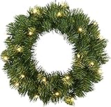 EGLO LED Weihnachtskranz mit Dämmerungssensor, Kranz Weihnachten beleuchtet, Adventskranz in Tannengrün für innen und außen, warmweiß, batteriebetrieben, Ø 38 cm, IP44