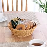 不二貿易 収納バスケット ラウンド 幅20×奥行20×高さ6.5cm ナチュラル 水洗い可能 Sサイズ ハンドメイド 手編み 27878