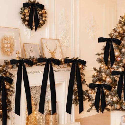 Image of Tsorode 10 Yards Black Velvet Ribbon 1 Inch for Christmas Tree,Velvet Christmas Ribbon for Gift Wrapping Crafts Bow Wreath Holiday Decorations (Black, 1 1 /2 inch-10 Yard)