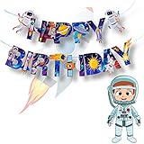 Yumikoo Astronaut Happy Birthday Banner,Space Birthday Party Supplies,Space Party Decorations for...