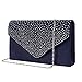 Bolso de Fiesta Noche Mujer Embrague Cartera de Mano de Satén para Mujer Diamantes, Bolsa de Cadena del Monedero para Boda y Baile, Bolsas de Hombro, Armada