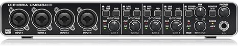Behringer U-PHORIA UMC404HD Audiophile 4x4, 24-Bit/192 kHz USB Audio/MIDI Interface with Midas Mic Preamplifiers
