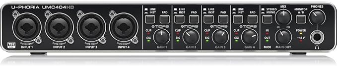 Behringer U-PHORIA UMC404HD Audiophile 4x4, 24-Bit/192 kHz USB Audio/MIDI Interface with Midas Mic Preamplifiers