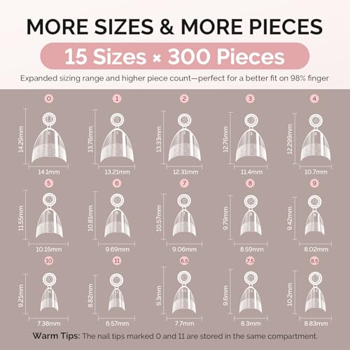 Image of MelodySusie Half Cover Short Almond X Nail Tips - 300Pcs 15 Sizes Clear Acrylic, Half Matte Press on Nails for DIY Extension & Salon Use, Pre-Shaped for Long-Lasting Manicure