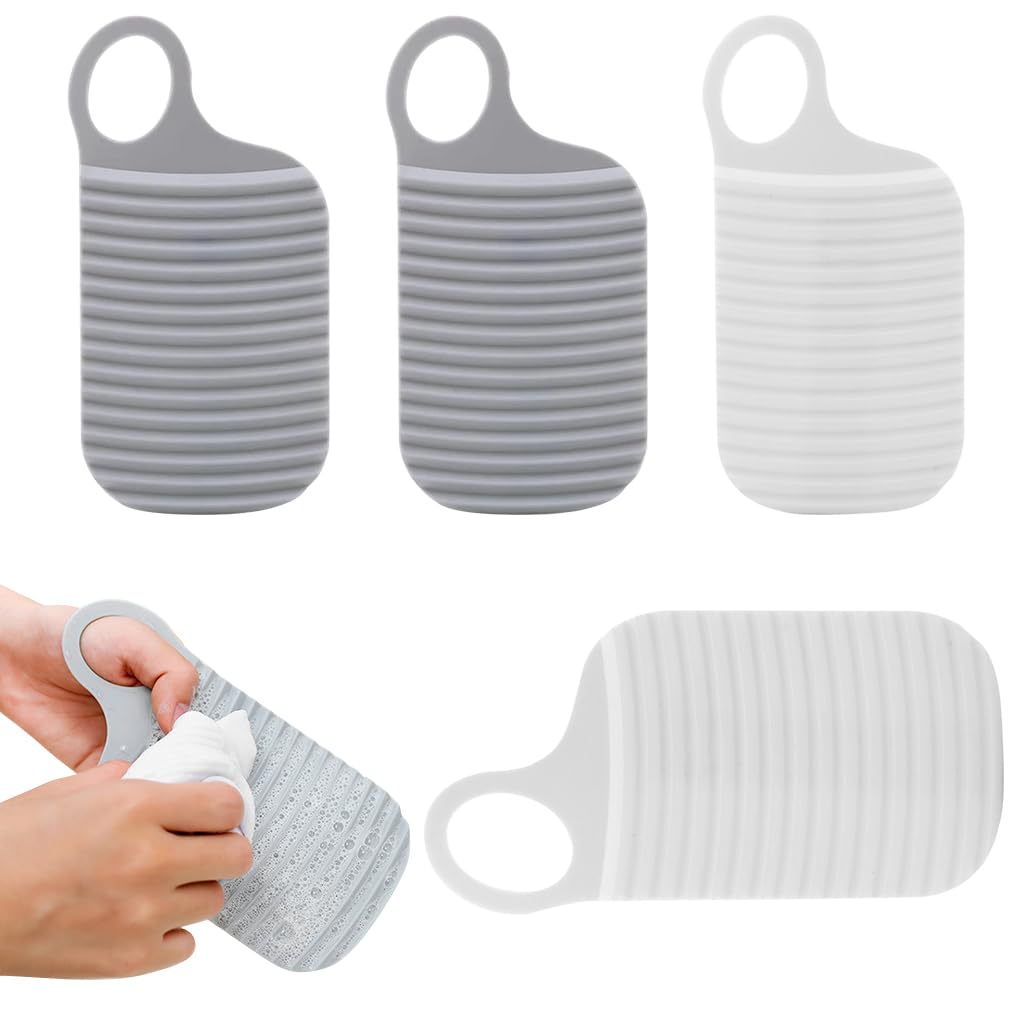 hasthip® 4pcs handheld mini washboards for baby towel bibs corrugated rubber washboard with hole, multipurpose mini washboard for baby clothes, bibs, socks, underwear, makeup brushes, 9.5x18.5cm