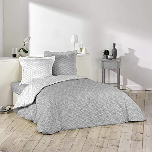 homea housse de couette 2 pers. 240x220cm 57 fils allover zodiac gris/blanc, 1641526