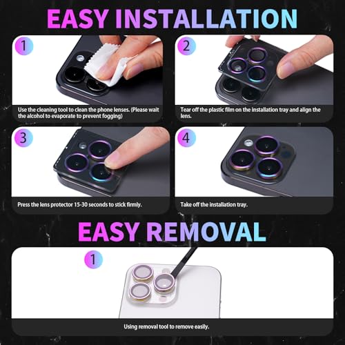 Verre trempé pour objectif iPhone 15 Pro Max avec plateau rose