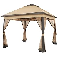 Yaheetech Gazebo da Giardino/Cerimonia 330 x 330 x 271-291 cm per Campeggio/Stand/Commerciale/Feste/Bistrot/Bar/Piscina