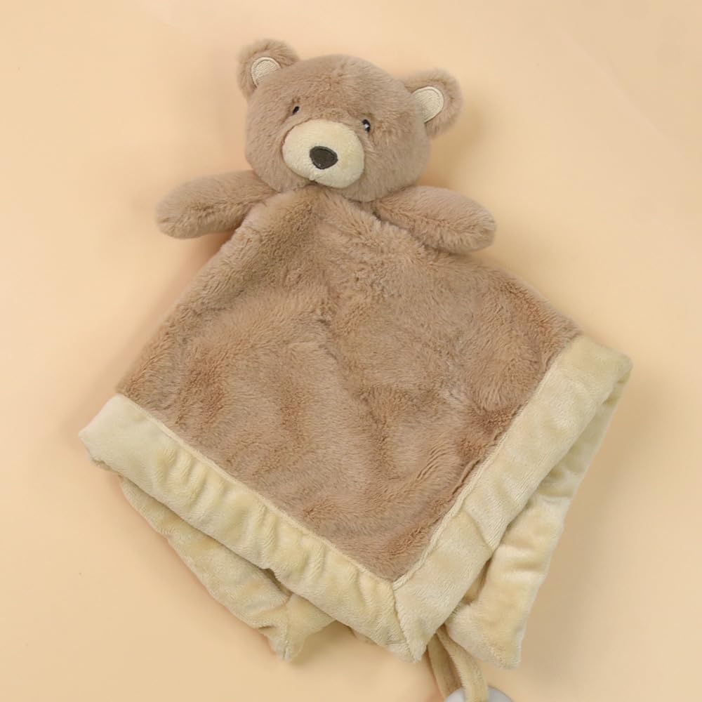 Manta de Seguridad de Oso bebé, Suave para bebés, para niños y niñas recién Nacidos, Manta de Seguridad Neutra con Animal de Peluche, Juguete para acurrucarse