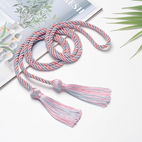Image of ONUPGO Sky Blue Pink Graduation Cord, Graduation Honor Cords Rayon Braided Tassel Cord for 2026, 68 inch Polyester Yarn Long Robe Honor Rope for Graduation Students, Bachelor Gown