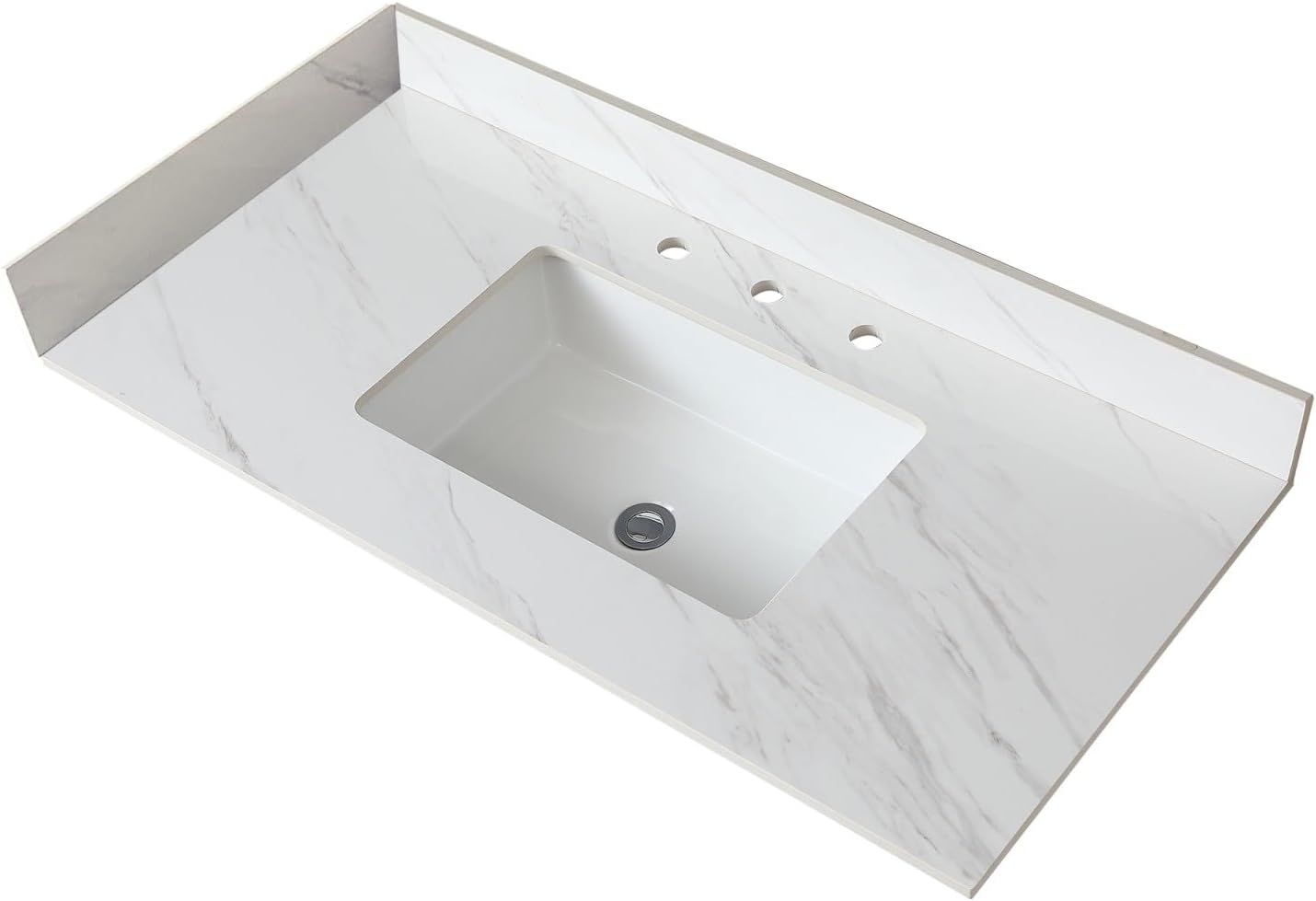 Donext Sintered Stone Backsplash for Vanity, 4 Inch High Bathroom Side Splash, Non Porous Vanity Wall Splash Panel(White)