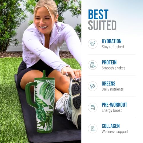 Image of Ice Shaker 40 oz Tumbler with Handle and Straw | 40oz Palm Trees| Cold for 30+ Hours | 2-in-1 Tumbler Shaker Bottle | Odor-Free 40 ounce Bottle for Water, Protein Shakes, Smoothies, Cocktails