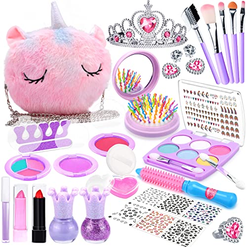 BEYAOBN Kit de Maquillaje Niñas, 33 Piezas Kit de Maquillaje para Niñas Lavable, Juego de Maquillaje Seguro y No Tóxico, Juguetes Niña de Maquillaje, Juguete de Maquillajepara Princesas 3 4 5+ Años