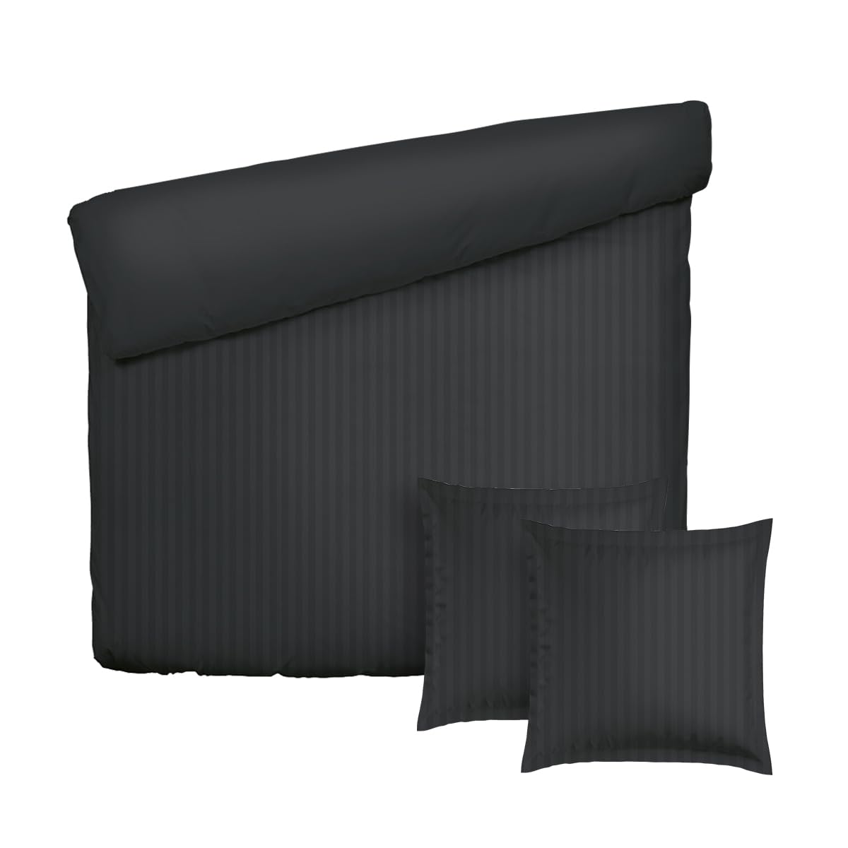 Housse de Couette 260x240 en satin de coton dobby noir pour un lit double prestigieux