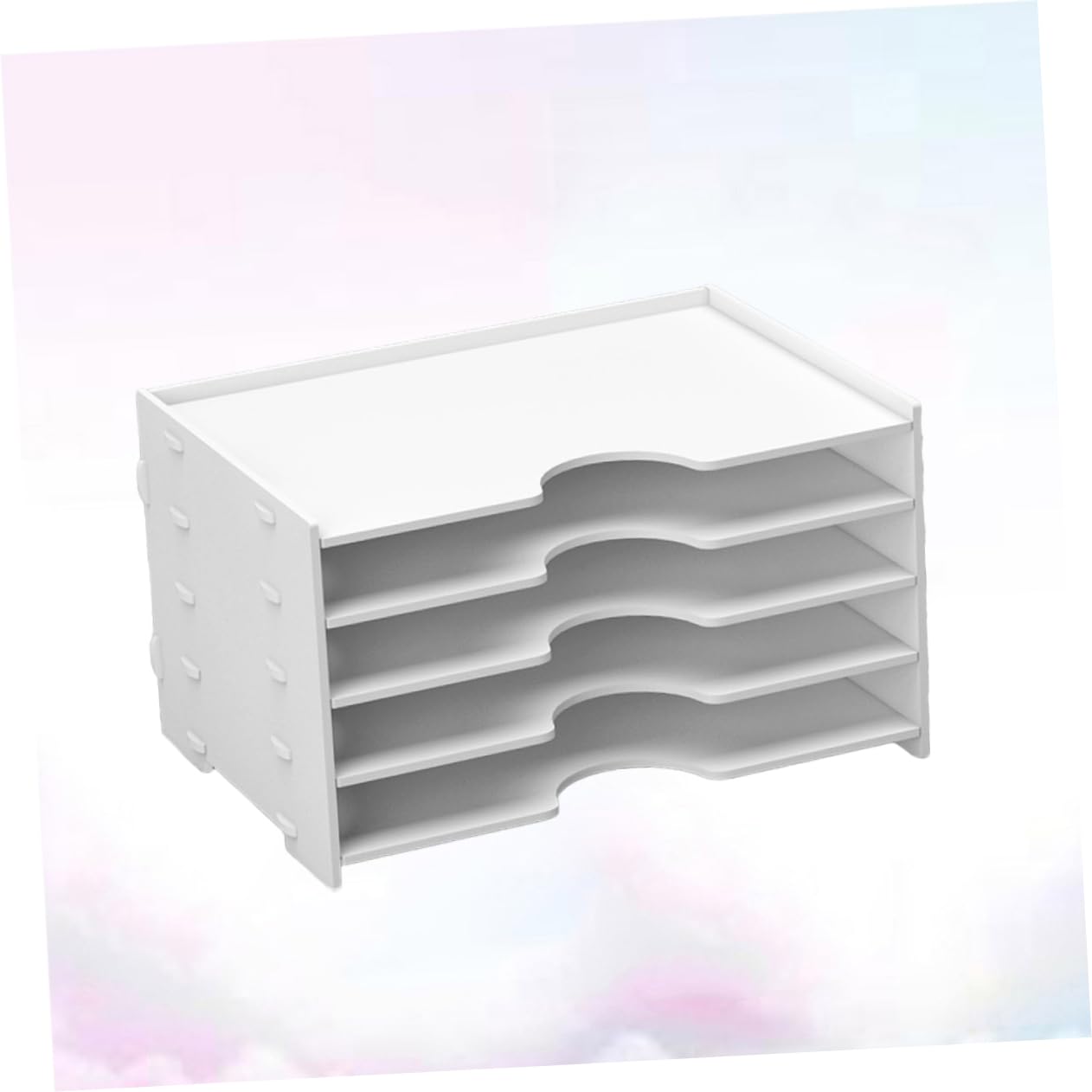 Organizador de Almacenamiento de Escritorio de 4 Capas Blanco Pvc Madera